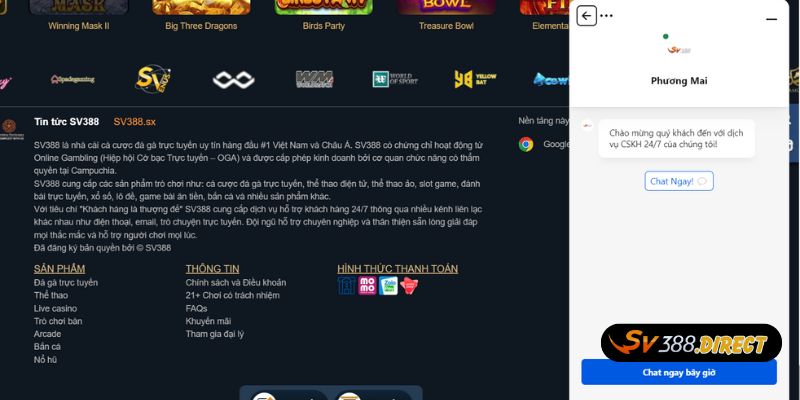 Liên hệ 2 Màn hình liên hệ với nhà cái qua chat web